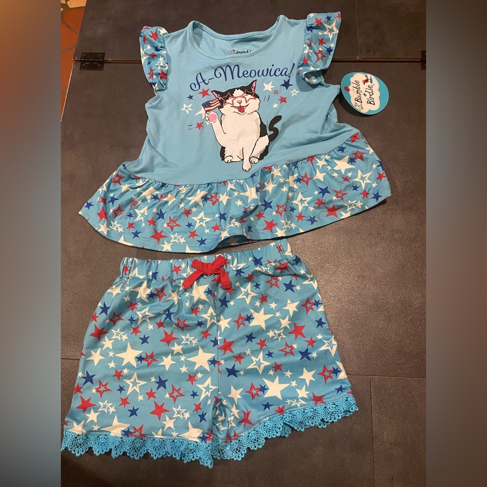 3T girls cat outfit, patriotic girls dress, 3T 4th of July outfit, NWT
